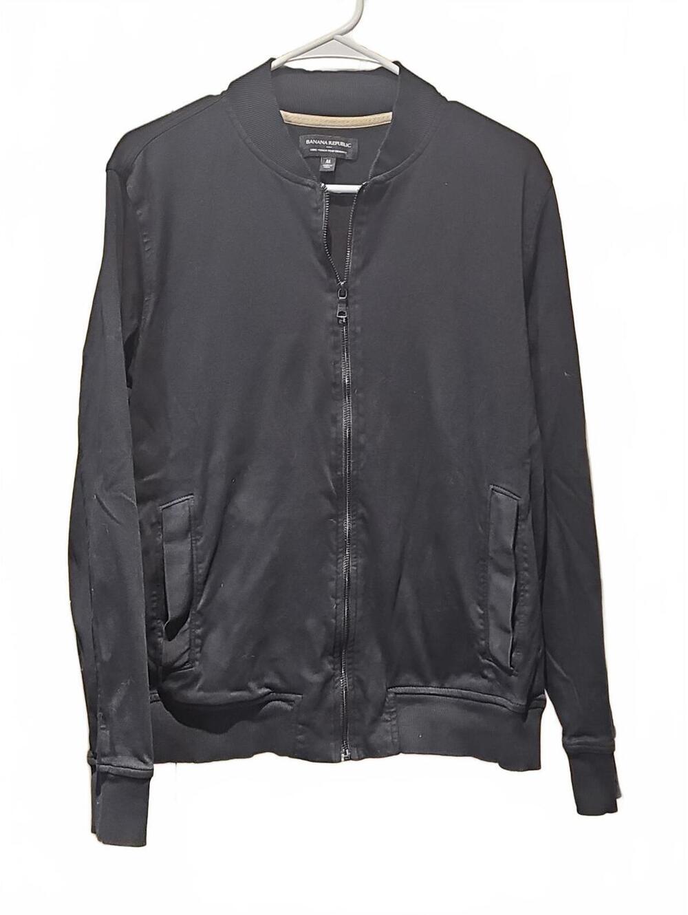 Banana Republic Men Medium Black Full Zip Bomber Jacket Luxe Touch Performance